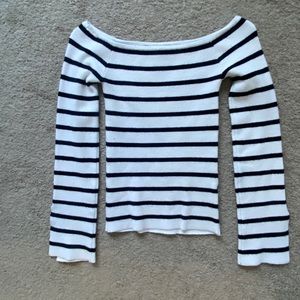 Off the shoulder striped sweater